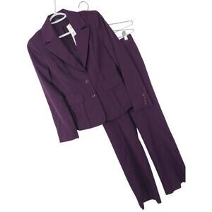 NWT@$168! MODA INTERNATIONAL! PLUM PURPLE 2 PC PANTS & JACKET SUIT, SET! SZ 2